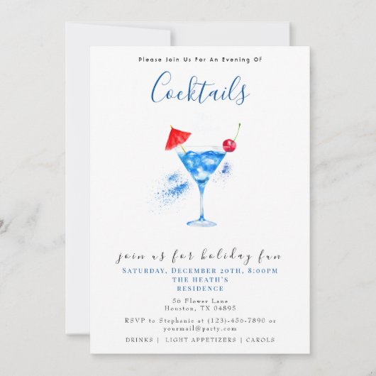 Feestelijke cocktails kerstfeest uitnodiging (Voorkant)