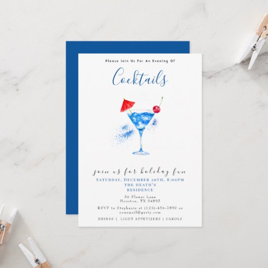 Feestelijke cocktails kerstfeest uitnodiging (Voorkant / Achterkant in situ)