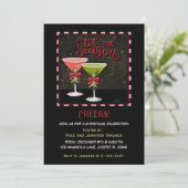 Feestelijke cocktails Modern Rood Groen Kerstmis Kaart (Staand voorkant)