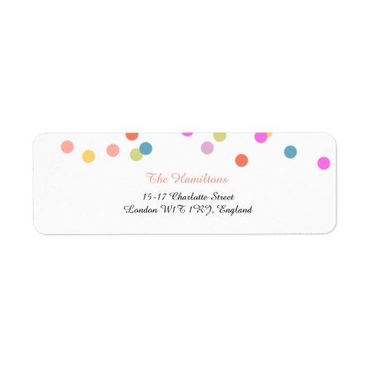 Feestelijke Confetti bruiloft retour adreslabels Etiket (Voorkant)