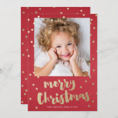 Feestelijke confetti kerstkaart faux folie (Voorkant / Achterkant)