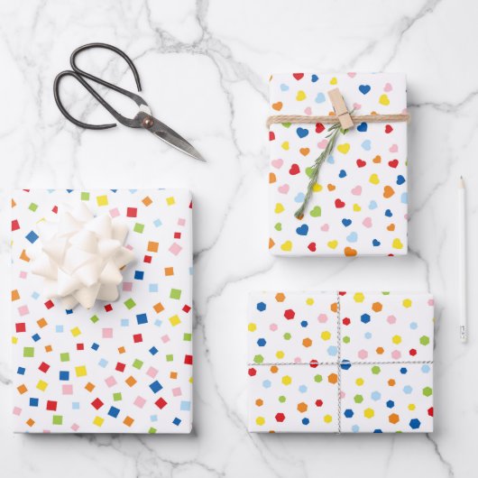 Feestelijke Confetti Viering Inpakpapier Vel (Voorkant)