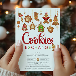 Feestelijke Cookie Exchange Kerstmis Kaart