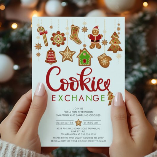 Feestelijke Cookie Exchange Kerstmis Kaart