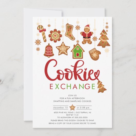 Feestelijke Cookie Exchange Kerstmis Kaart (Voorkant)