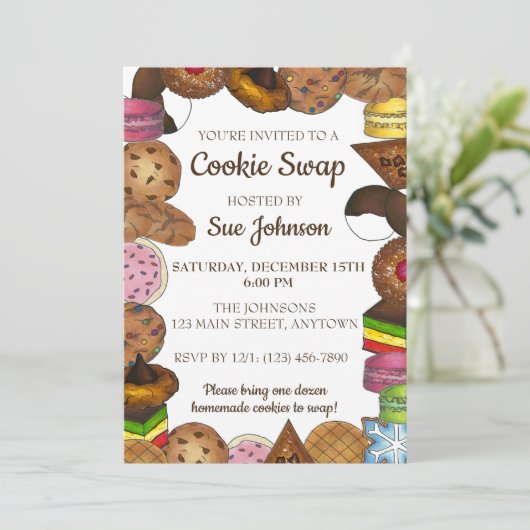 Feestelijke Cookie Swap Bakverkoop Feest Kaart (Staand voorkant)