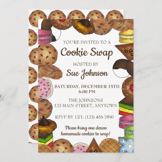 Feestelijke Cookie Swap Bakverkoop Feest Kaart (Voorkant / Achterkant)