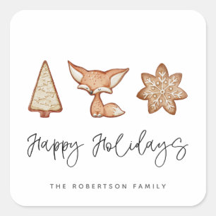 Feestelijke Cookie Trio Kerstmis Vierkante Sticker