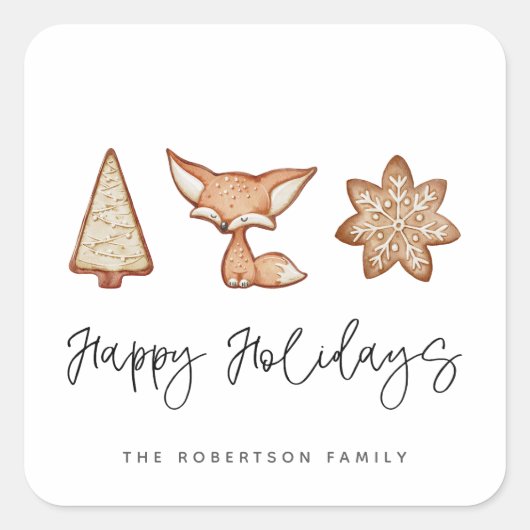 Feestelijke Cookie Trio Kerstmis Vierkante Sticker (Voorkant)