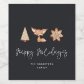 Feestelijke Cookie Trio Kerstmis Wijn Etiket (Enkel label)