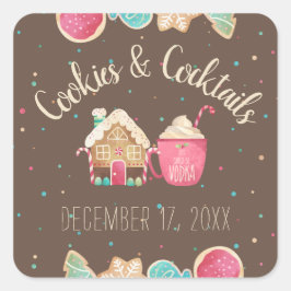 Feestelijke Cookieruil en Cocktailparty Thema Vierkante Sticker
