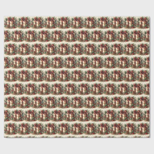 Feestelijke Coquette Plaid Bow Elegance Kerstmis Cadeaupapier (Vlak)