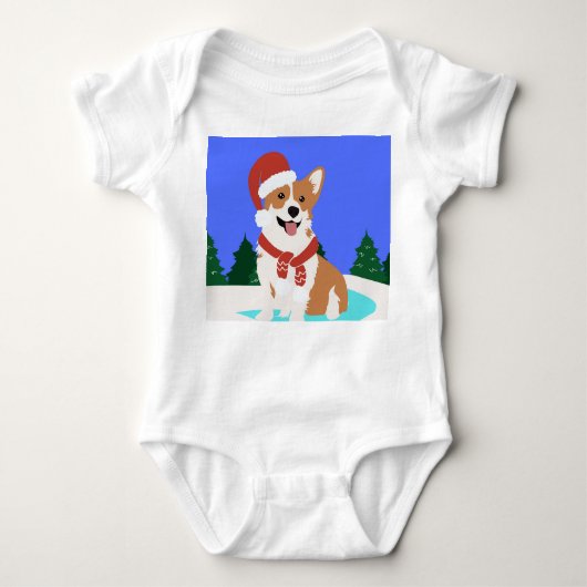 Feestelijke Corgi Baby Bodysuit (Voorkant)