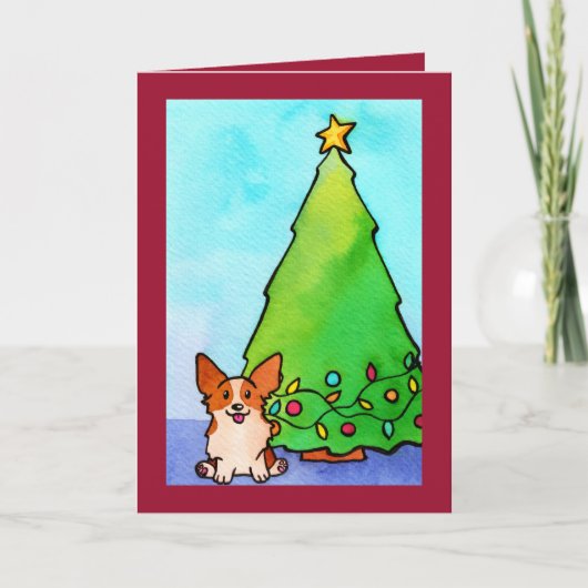 Feestelijke Corgi Decorator Kerst Kaart (Voorkant)