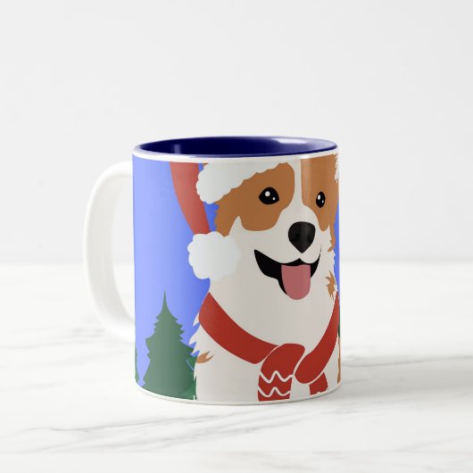 Feestelijke Corgi Holiday Mok (Voorkant links)