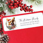 Feestelijke Corgi Hond in Santa Hat retouradres Etiket