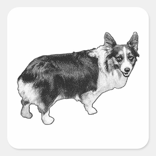 Feestelijke Corgi Pop-Seal Vierkante Sticker (Voorkant)