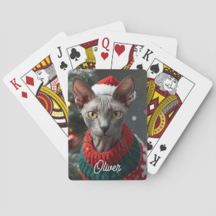 Feestelijke Cornish Rex Cat Christmas gepersonalis Pokerkaarten