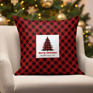 Feestelijke cottage buffelplaid naam worp kussen