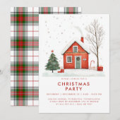 Feestelijke Country Home Kersthuis Uitnodiging (Voorkant / Achterkant)