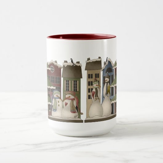 Feestelijke Country Rustic sneeuwman Vakantie Mok (Midden)