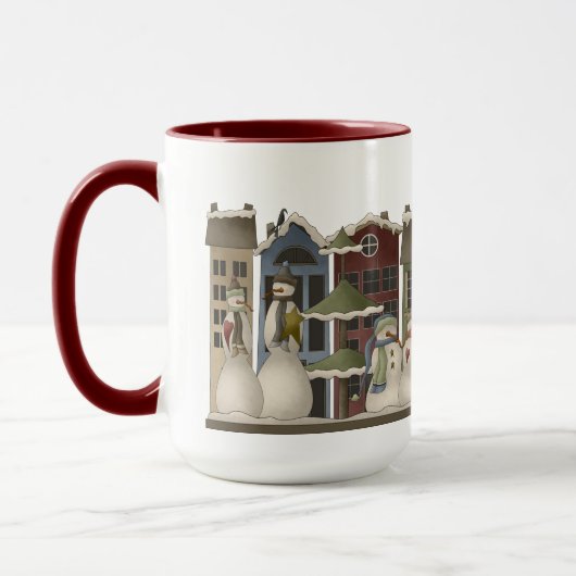 Feestelijke Country Rustic sneeuwman Vakantie Mok (Links)