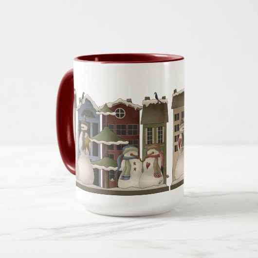 Feestelijke Country Rustic sneeuwman Vakantie Mok (Voorkant links)