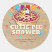 Feestelijke Craft Cutie Pie Party Baby shower Ronde Sticker (Voorkant)