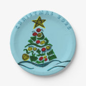Feestelijke Crafty Tree Christmas Party Paper Bord (Voorkant)