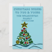 Feestelijke Crafty Tree Family Christmas Flat Kaart (Voorkant)