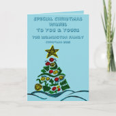 Feestelijke Crafty Tree Family Kerstmis Vouwen Kaart (Voorkant)