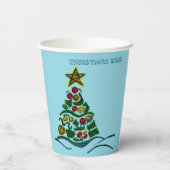 Feestelijke Crafty Tree kerstfeest Papieren Bekers (Achterkant)