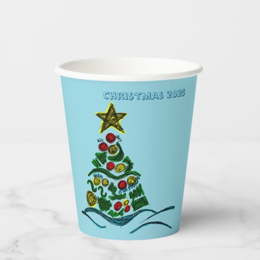 Feestelijke Crafty Tree kerstfeest Papieren Bekers (Voorkant)
