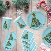 Feestelijke Crafty Tree Kerstfeest Snacks Reclamebord Met Voetstuk