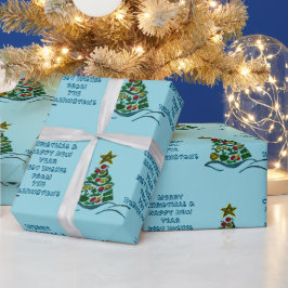Feestelijke Crafty Tree op Bleke Blue Christmas Cadeaupapier
