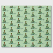 Feestelijke Crafty Tree op Olive Christmas Cadeaupapier (Vlak)