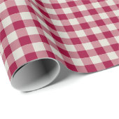 Feestelijke Cranberry Red Gingham geruite rustieke Cadeaupapier (Rol Hoek)