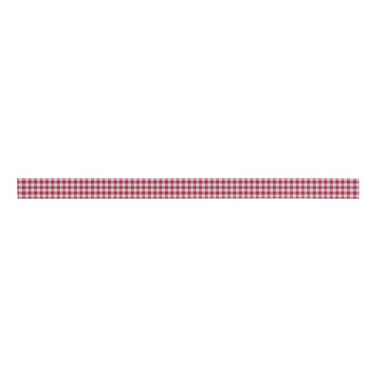 Feestelijke Cranberry Red Gingham geruite rustieke Grosgrain Lint (Voorkant)