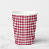 Feestelijke Cranberry Red Gingham geruite rustieke Papieren Bekers (Rechts)