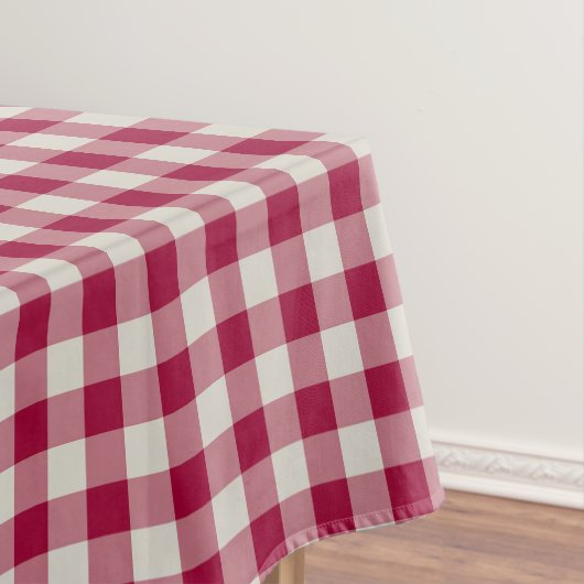 Feestelijke Cranberry Red Gingham geruite rustieke Tafelkleed (Voorbeeld)