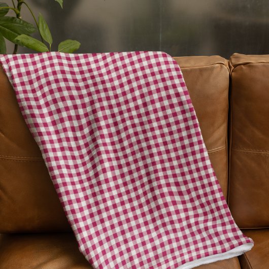 Feestelijke Cranberry Rood Gingham Plaid Rustieke Fleece Deken
