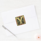 Feestelijke Cream Letter Y met kerstgroente Vierkante Sticker (Envelop)