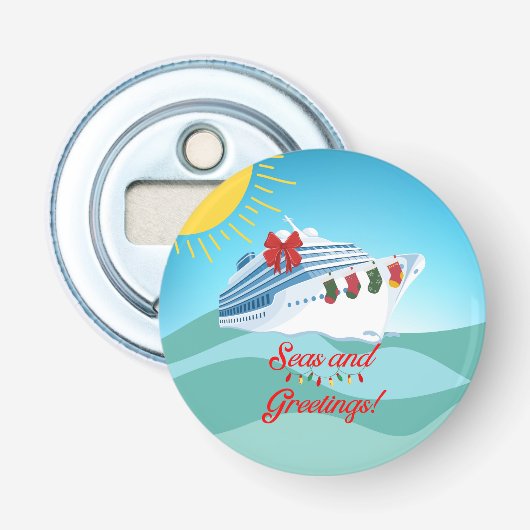 Feestelijke Cruiseschip Button Flesopener (Voorkant)