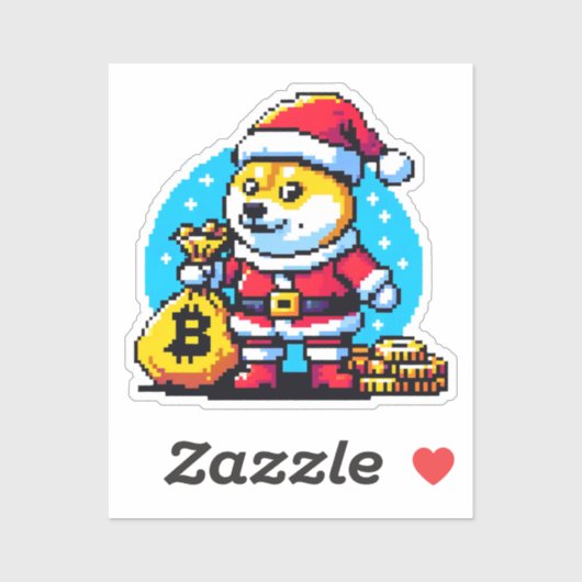 Feestelijke Crypto Dog Funny Pixel Art Holiday Des Sticker (Vel)