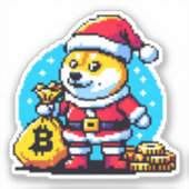 Feestelijke Crypto Dog Funny Pixel Art Holiday Des Sticker (Voorkant)
