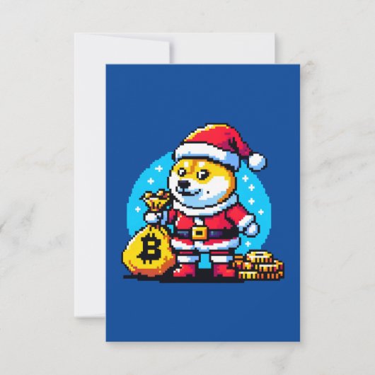 Feestelijke Crypto Hond - Pixel Art Kerstontwerp Kaart (Voorkant)