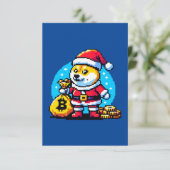 Feestelijke Crypto Hond - Pixel Art Kerstontwerp Kaart (Staand voorkant)