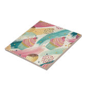 Feestelijke Cupcake & Brushstroke Viering Patroon Tegeltje (Zijkant)