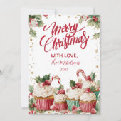 Feestelijke Cupcake Cane Feestdagenkaart (Voorkant)