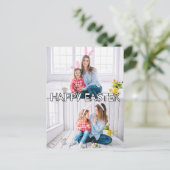 Feestelijke Custom 2-foto's Familie Gelukkig Pasen Briefkaart (Staand voorkant)
